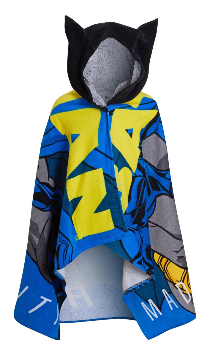 DC Comics Asciugamano con cappuccio Batman 100% cotone Poncho per bambini Asciugamano da spiaggia per ragazzi Asciugamano da bagno Copertura per nuotare Accappatoio