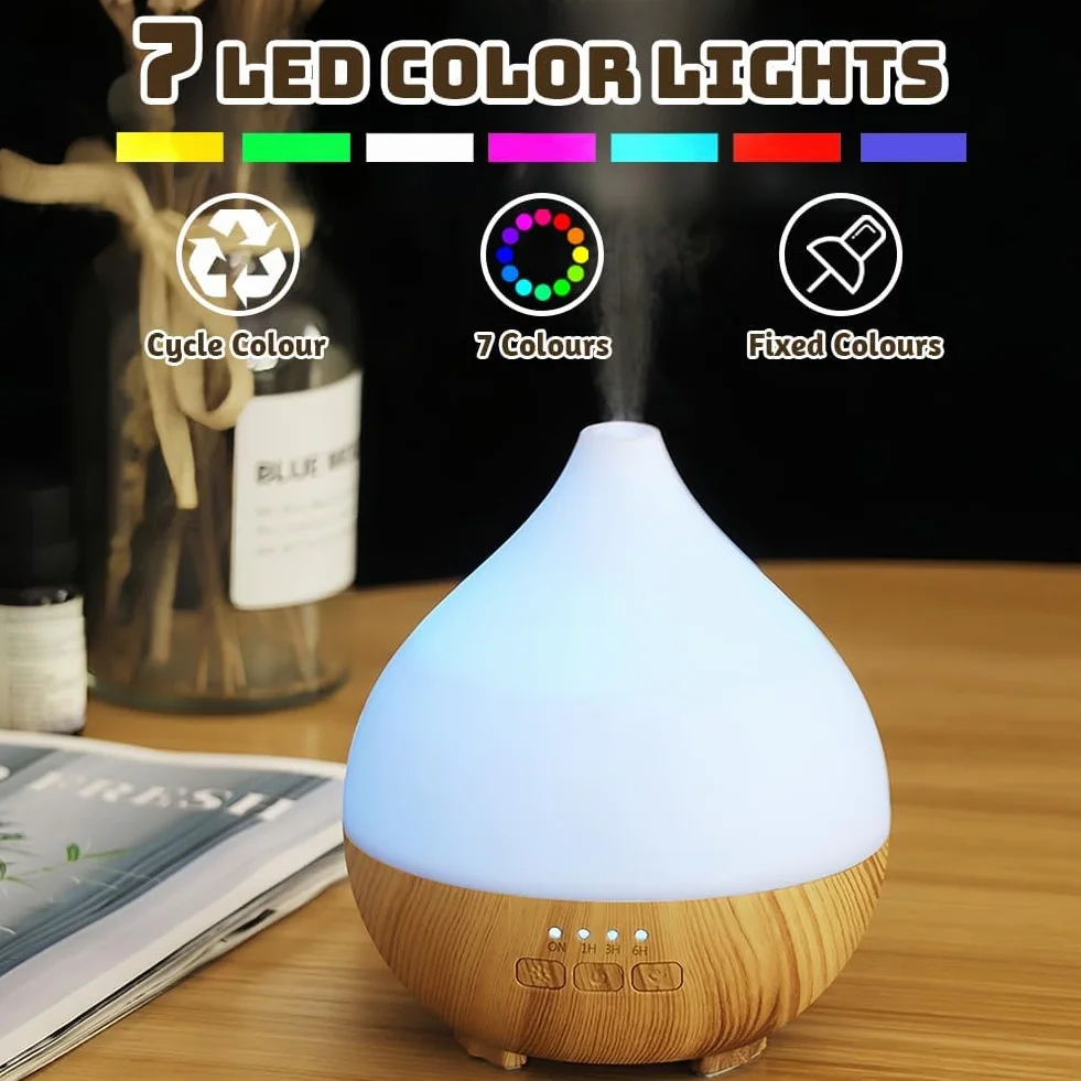 flintronic Diffusore di Oli Essenziali, 100ml Ultrasuoni Diffusore di Aromi Umidificatore Ambiente, Con LED a 7 colori, per Camera da Letto, SPA, Ufficio, Neonato