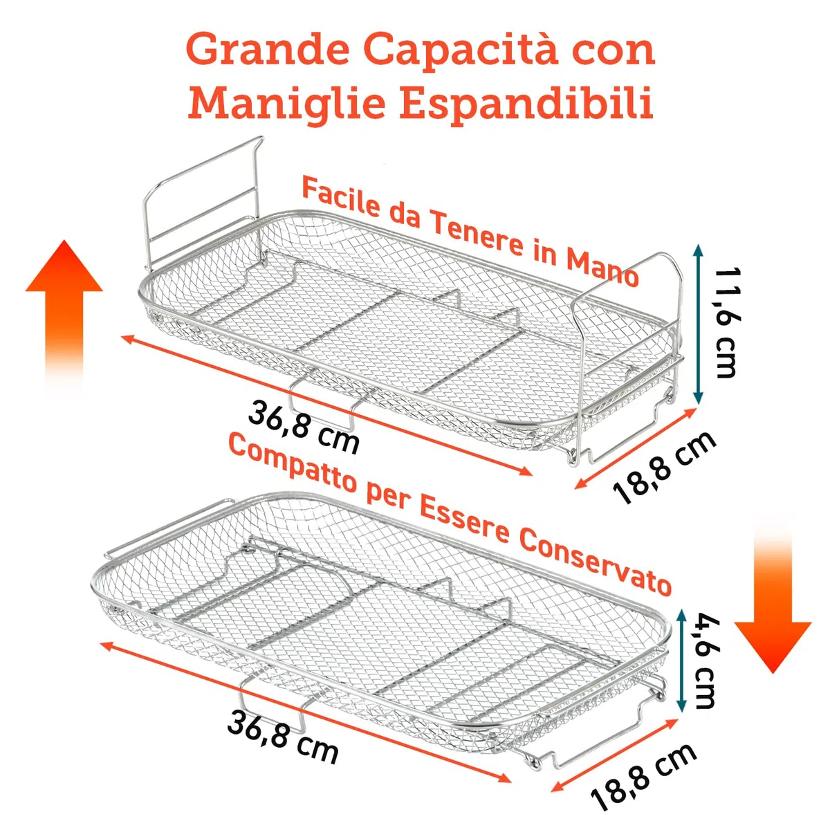 COSORI Griglia per Arrostire per 10 Litri Dual Blaze TwinFry, Accessori per Friggitrice ad Aria, Roasting Rack, Accessori per Forno, Microonde, Vapore, 36,8 * 18,8 * 11,6 (4,6) cm, Altezza Regolabile