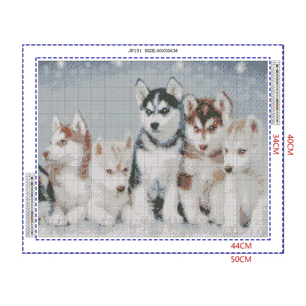 (40 x 50 cm)DIY Square Diamond Painting Full Drill kit Fai Da Te 5D con Diamantini Quadrati Famiglia Husky Ricamo Punto Croce Mosaico con i Numeri di Cristallo per Decorazione della Casa