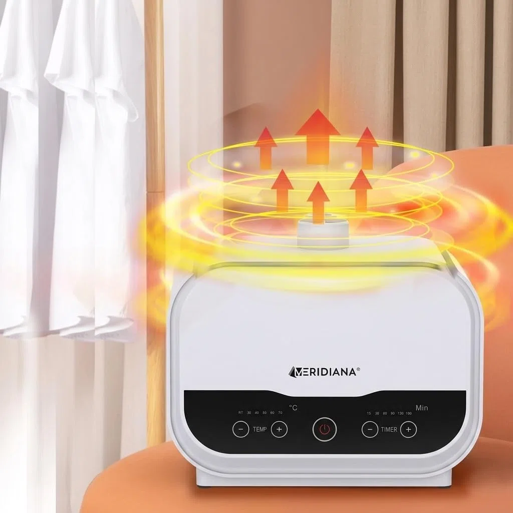 Meridiana Manichino per Stirare e Asciugare Camicie, Stiratore verticale Timer 180 min, Asta Telescopica in Alluminio, Asciuga e Stira camicie Automatico 1200 W, Ferro da stiro verticale