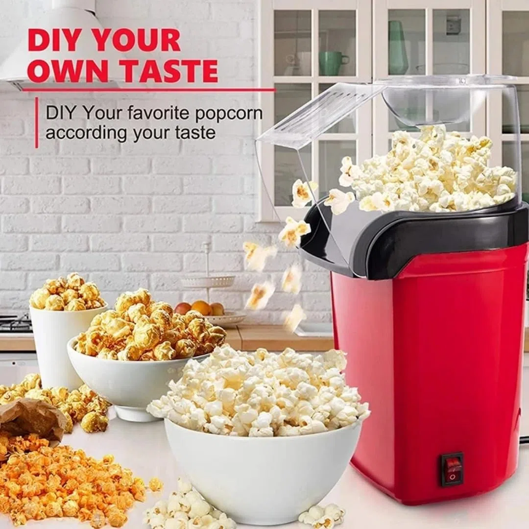 Popcorn 1200 W per fare popcorn in 2 minuti - Palcorn elettrico con tazza dosatrice - Fai dei deliziosi popcorn con il palcorn aria calda (rosso)