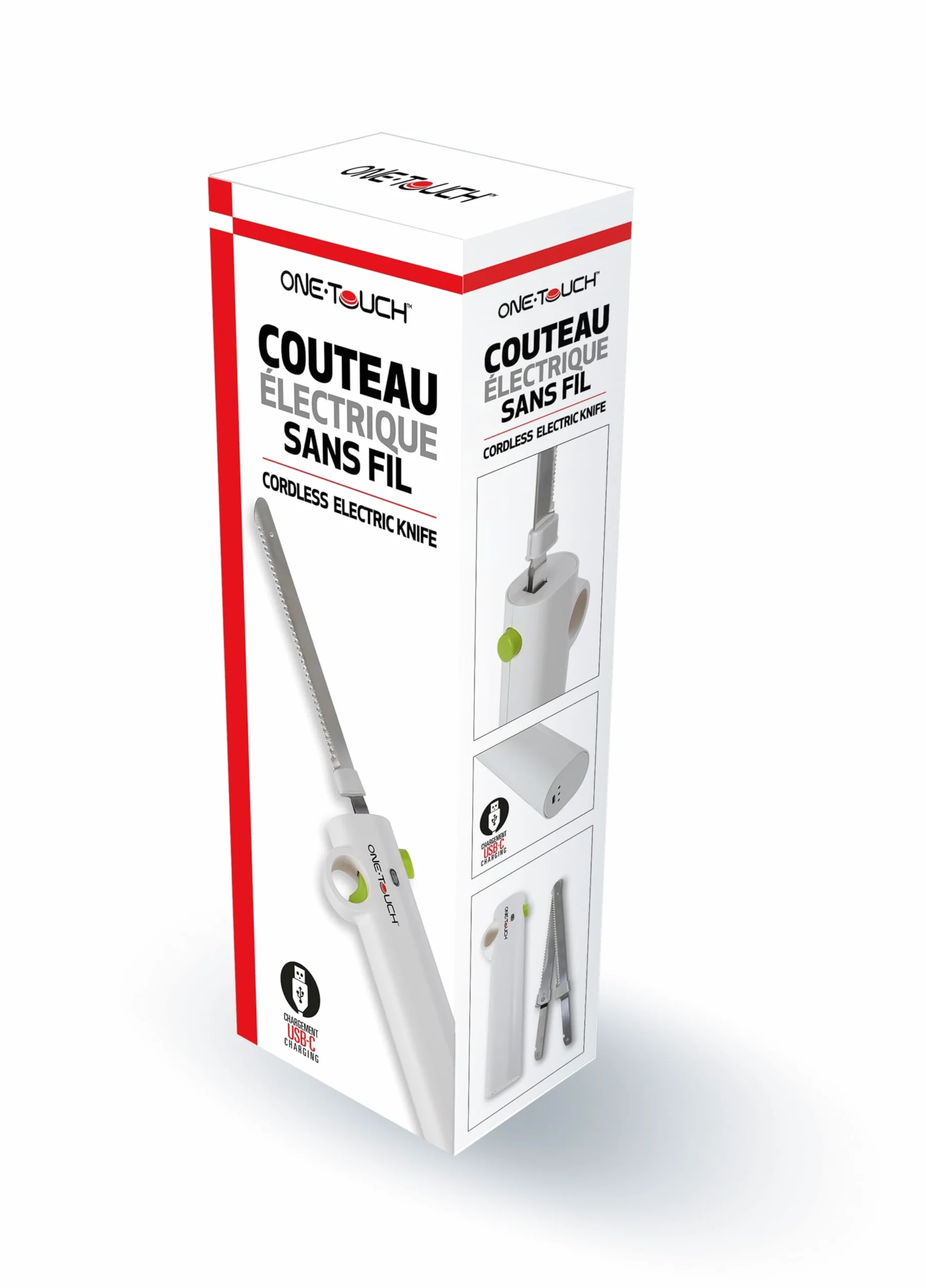 ONE TOUCH KC 157 - Coltello elettrico senza fili – Libertà totale – leggero, maneggevole, potente, per tagli precisi senza sforzo – perfetto per anziani o con problemi di presa