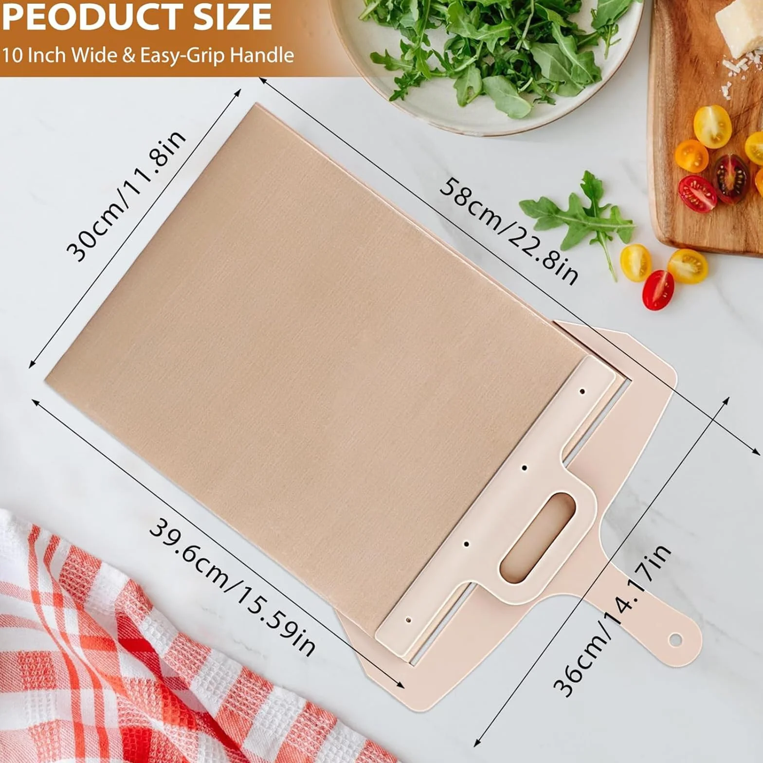 Pala per Pizza Scorrevole Sliding Pizza Peel, Pala Pizza Scorrevole, 30cm*58cm, Argento, Moderno