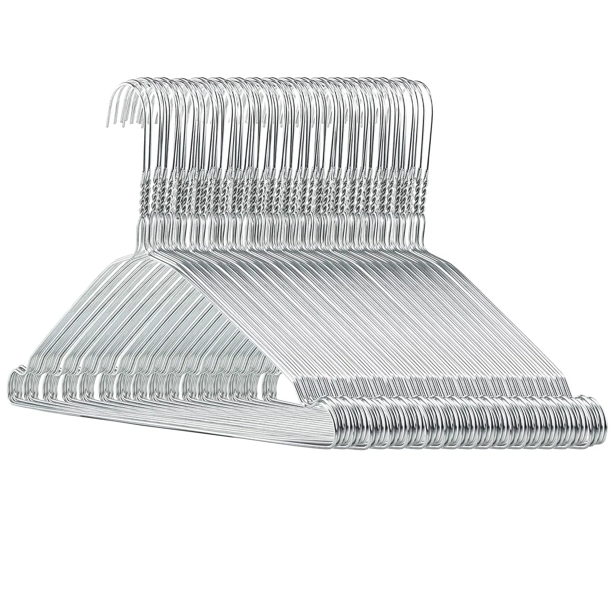 HANGERWORLD 100 Grucce per Lavanderia 40cm Salvaspazio in Metallo Cromato con Spalline con Scanalature
