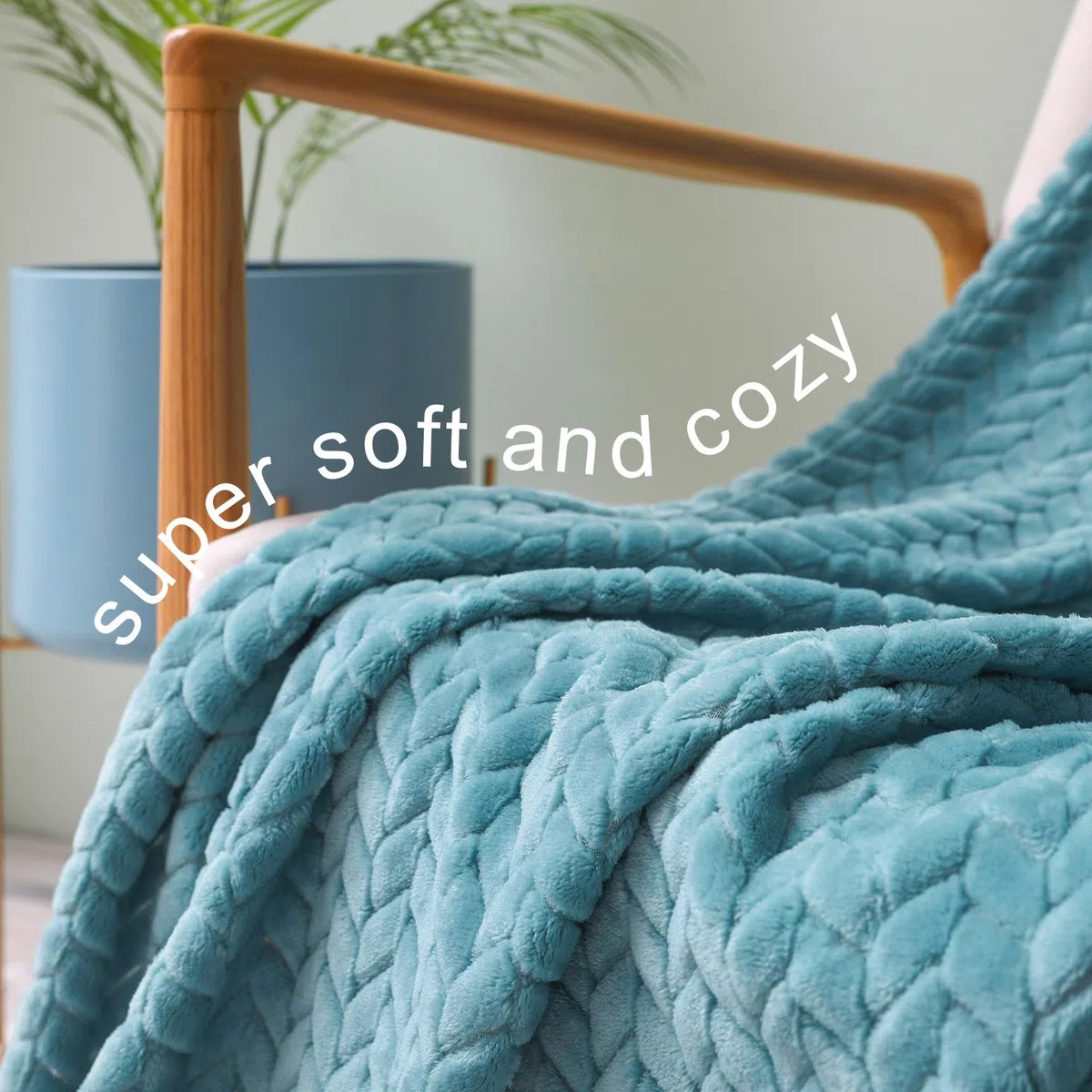 Exclusivo Mezcla Coperta Plaid Pile di Flanella per Divano, 130x170 CM Coperta Letto Singolo con Modello a Foglie, Morbida e Calda, Blu ardesia