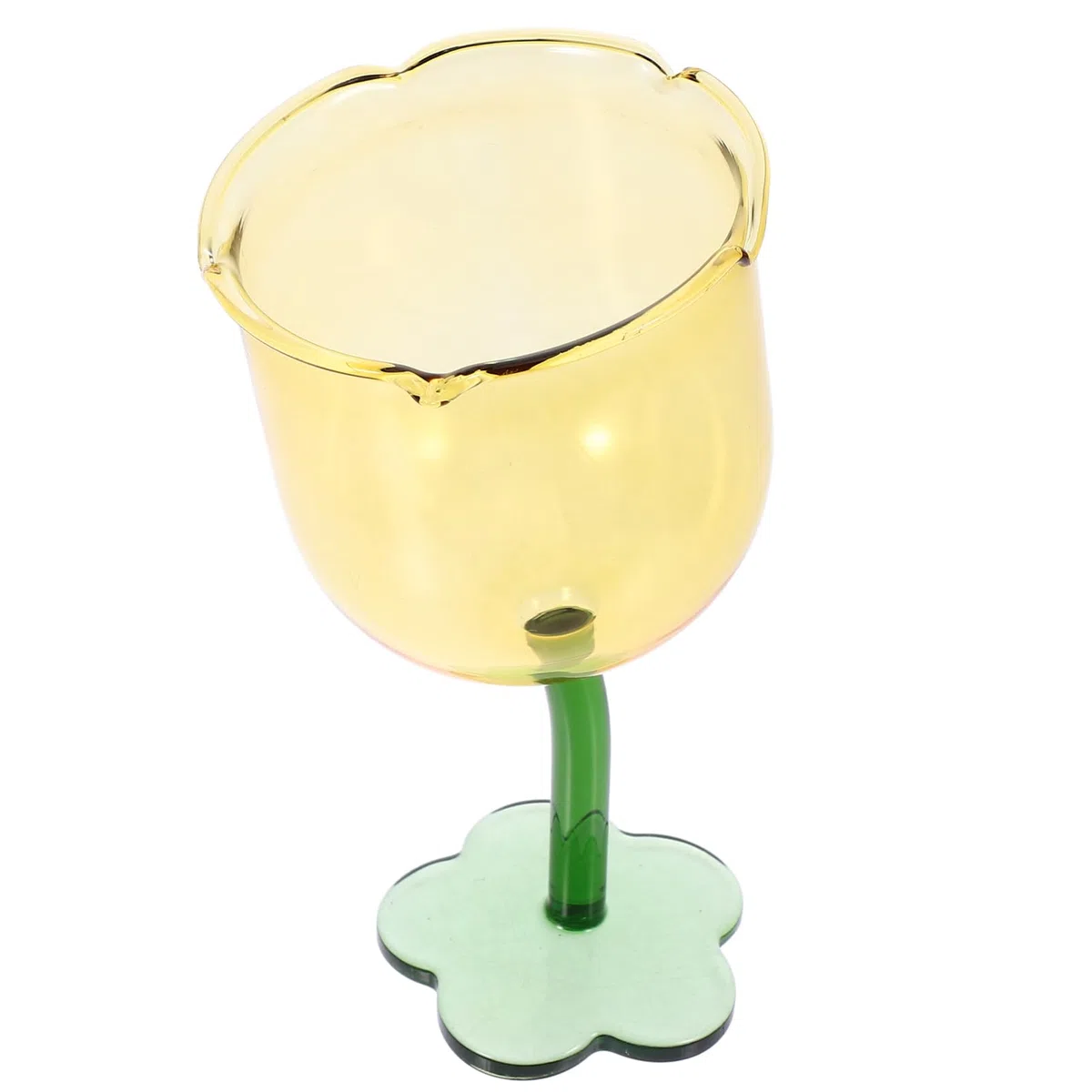 Bicchiere da Vino da 250ml Creativo a Forma di Fiore in Vetro Giallo Multipurpose per Ristoranti e Hotel