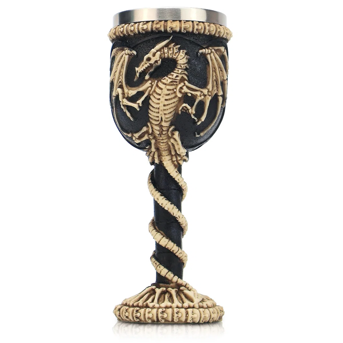 Calice gotico medievale in acciaio inox, dungeons and dragons guerriero vichingo pirata, corpo in resina con inserto in acciaio inox, tazza decorativa, regalo per feste di compleanno, 200 ml (dragone)