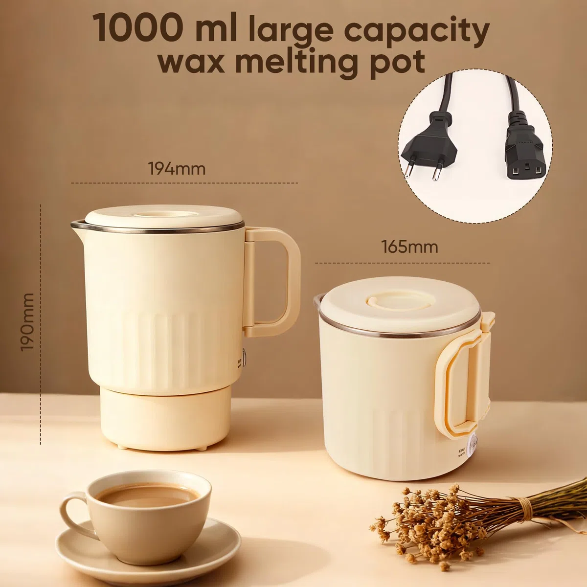 Fusciera Elettrica per Candele 1L, Kit Candele Fai Da Te, Kit Di Fabbricazione Di Candele Di Soia Con Pentola per Fusione Di Cera, Termometro, Stoppino per Candele, Stoppino E Cucchiaio per Mescolare