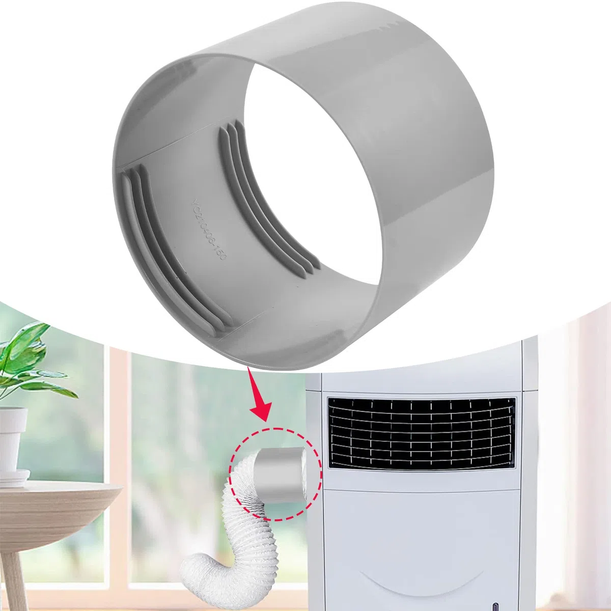 Adattatore Tubo Condizionatore Portatile, Guarnizione Finestra Condizionatore, Tubo di Scarico Aria in PVC Facile da installare(150 mm)