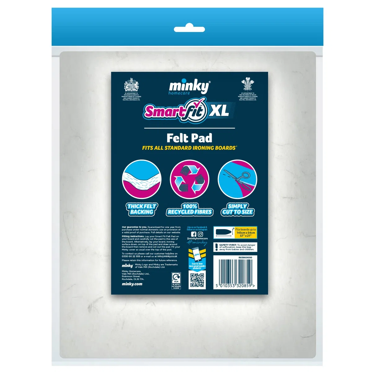Minky Cuscinetto in Feltro Spesso, Poliestere, Bianco, Extra Large