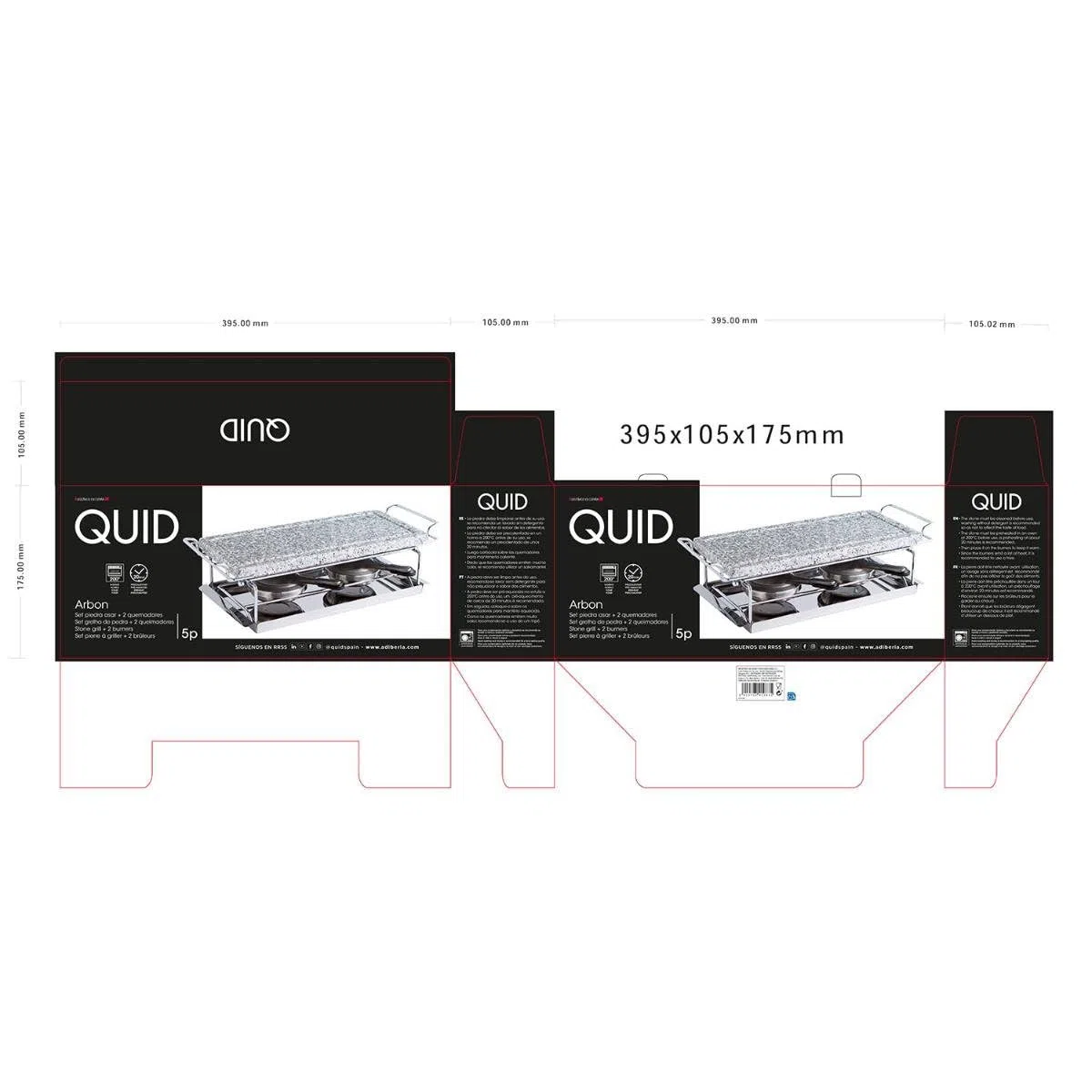 Quid Arbon – Set per Barbecue a Pietra con 2 fornelletti