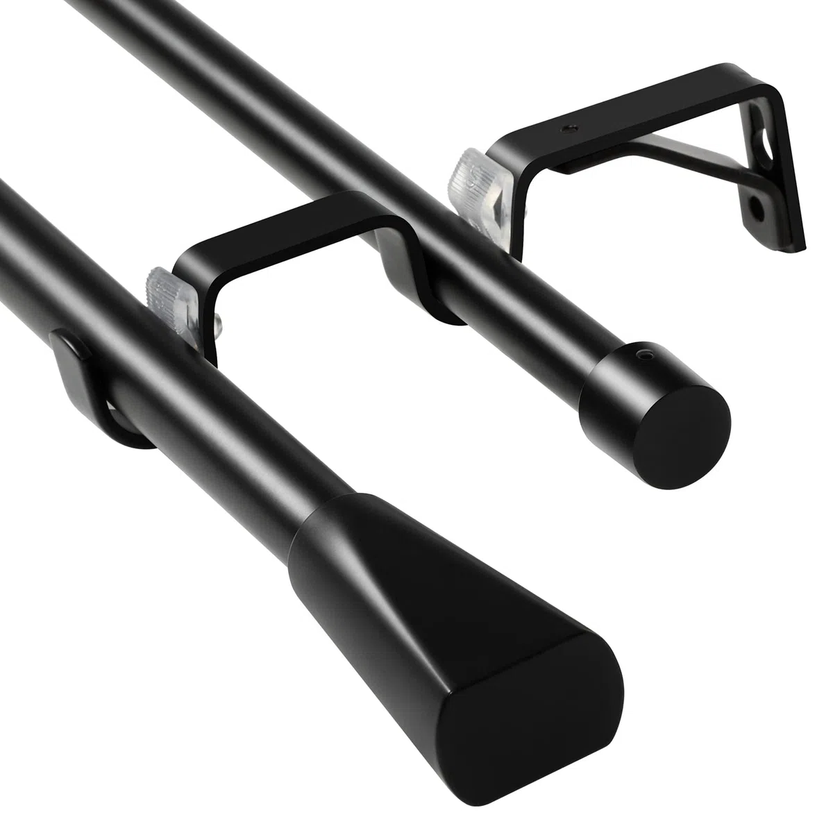 Bastone Tenda Doppia 210-300 cm Estensibile Diametro 16/19 mm Set Bastone Tenda con Finali Decorativi per Tende Occhielli Asta Finestra Regolabile per Soggiorno Nero