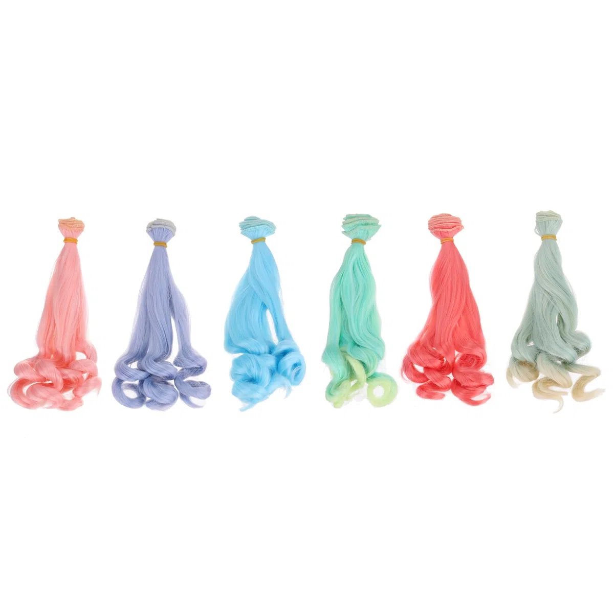 PATIKIL 20CM Parrucche per Bambole, 6pz Capelli Parrucca Riccio in Seta ad Alta Temperatura Accessori per Estensione Capelli Realizzazione Parrucche Bambole Fai Da Te, Multicolore