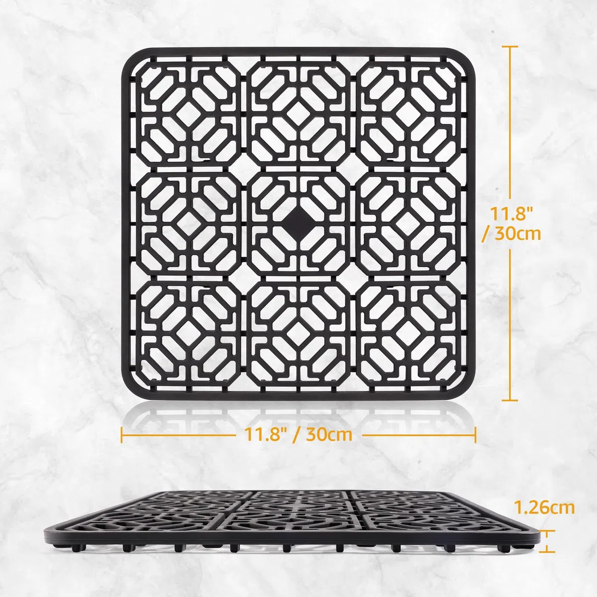 Tappetino per Lavello Cucina 30x30 cm,Silicone Tappetino per Lavello,Proteggi Lavandino Cucina Adatto ai Piani di Lavoro della Cucina,Resistente al Calore e Antiscivolo (Grigio Scuro)