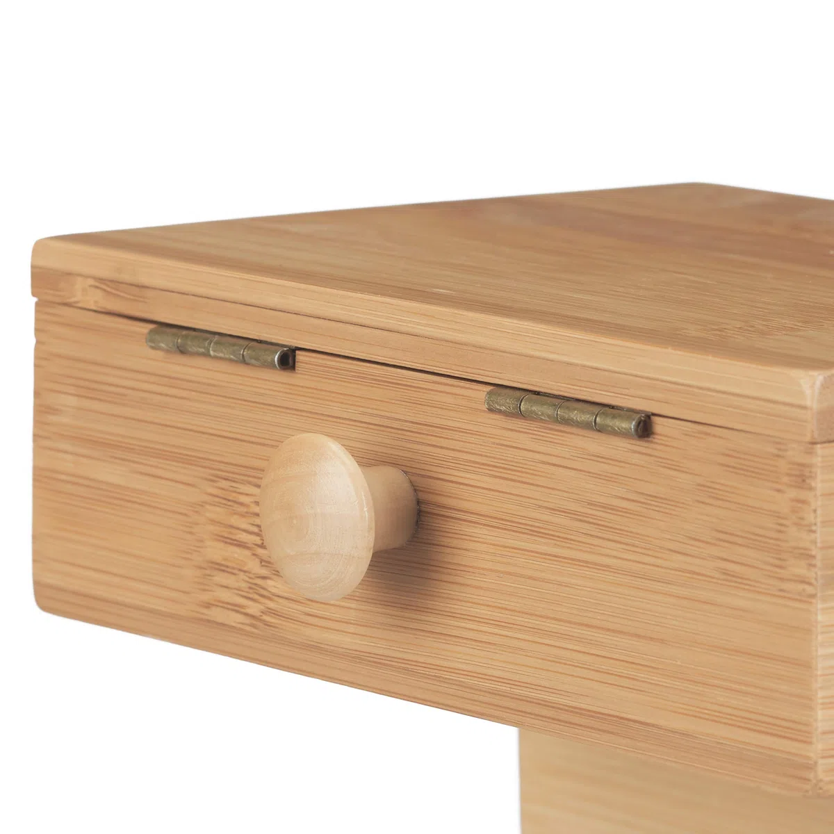 Relaxdays Cestino Cucito Piccolo Bambù Scatola Box Vuoto Porta-cucito Apribile con Coperchio HLP: 20x24x13,5 cm Beige