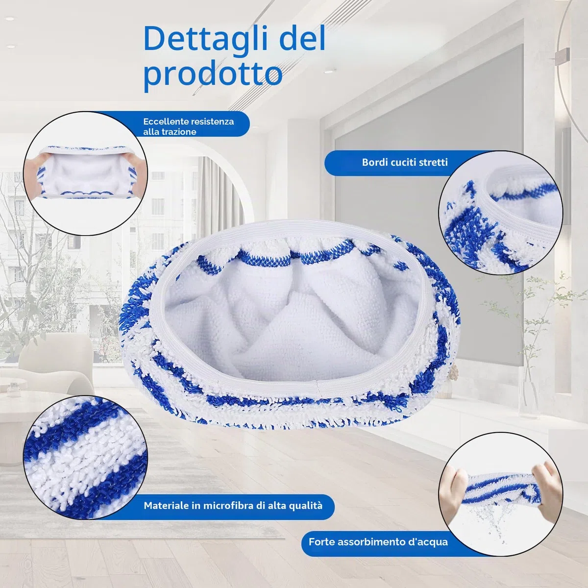 6 Pezzi Panni in Microfibra ZR850002 ricambio per Rowenta Clean & Steam ZR850002 ZR005801 ZR005804 Panni lavabili per Rowenta RY7xxx RY8xxx