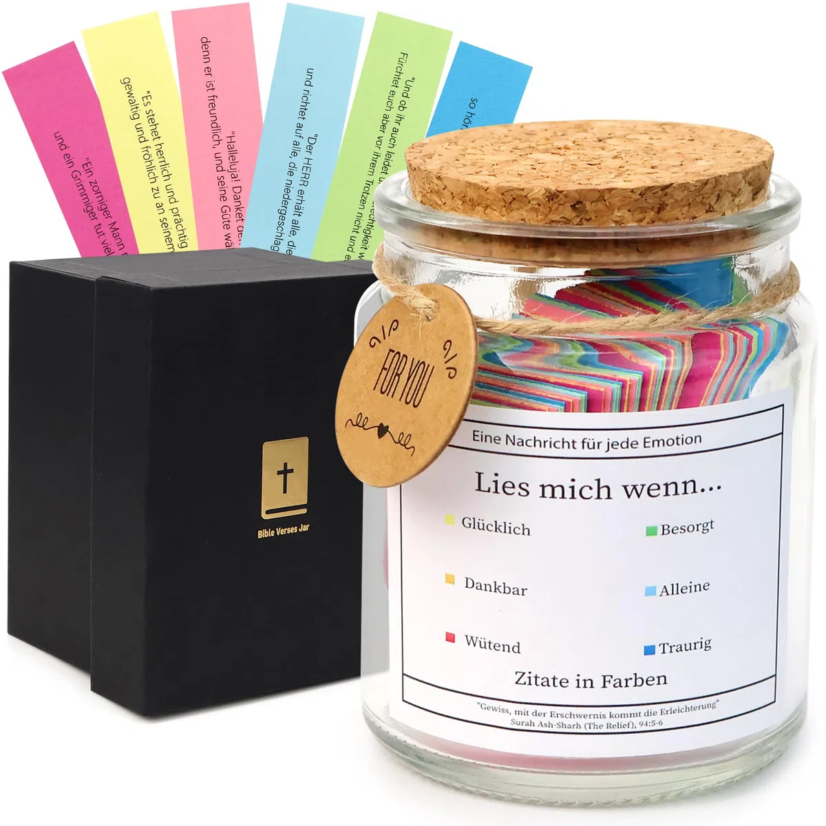 Bicchiere biblico versione tedesca – 90 versetti biblici in vetro, Bible Verses Jar – Regali cristiani mutaker