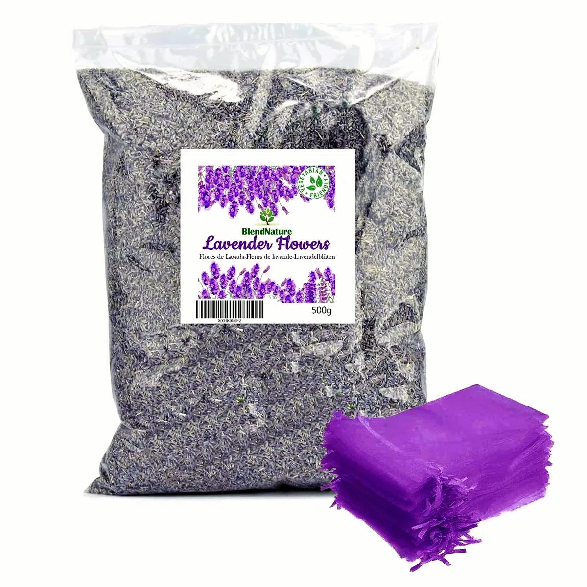 Fiori di lavanda naturali 500 g – Ideale per infusioni e aromaterapia – Include 10 sacchetti per lasciare la sua Fragranza in qualsiasi Luogo