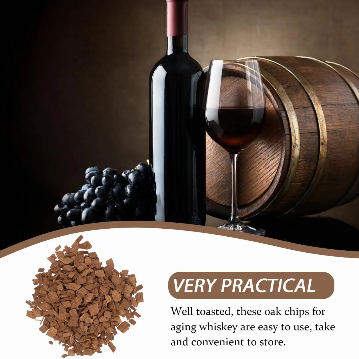 HEMOTON 1 Confezione di trucioli di quercia per la maturazione del whisky di vino rosso e accessori bar per la birra e la produzione di vino a casa francese