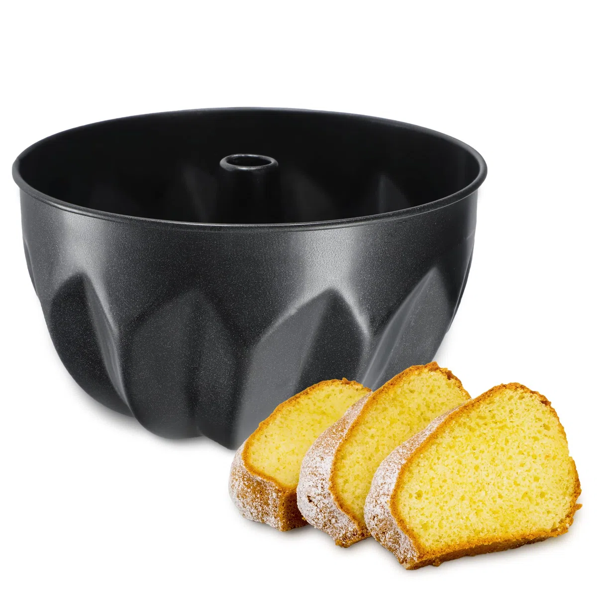 KADAX Stampo per ciambella, in lamiera con rivestimento antiaderente, in 2 diverse misure, forma rotonda, distribuzione uniforme del calore (diametro 16,5 cm con foro)