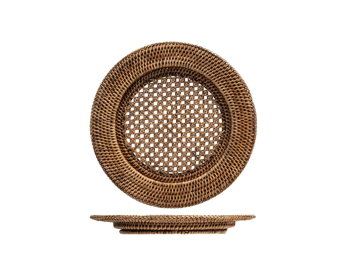 H&H Sottopiatto Tondo con Ala, Ø 32 cm, in Rattan Naturale, Elegante e Versatile per Mise en Place Raffinate – Colore Naturale