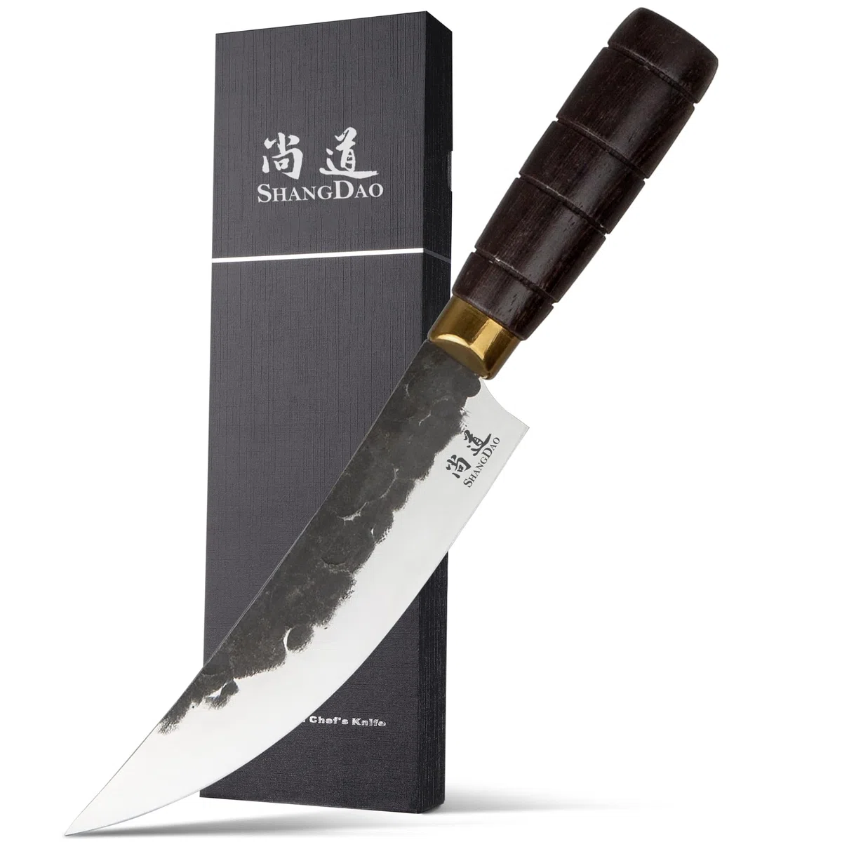 SHANGDAO Coltello da chef, coltello da cucina forgiato nero con lama in acciaio inossidabile altamente elastico, coltello da chef artigianale professionale, impugnatura ergonomica e confezione regalo