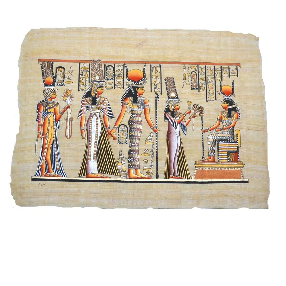 Horus Artesanía de Egipto Set di 3 papiri egiziani Originali Realizzati e Dipinti a Mano in Egitto. Ognuno Misura Circa 33x43 cm