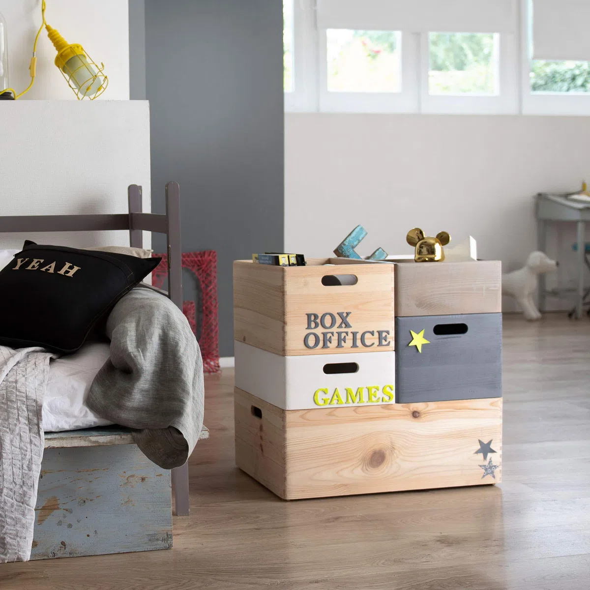 Compactor SKYR Wooden Box XL 40x30x23 cm in Natural Pine Wood for Home Organization