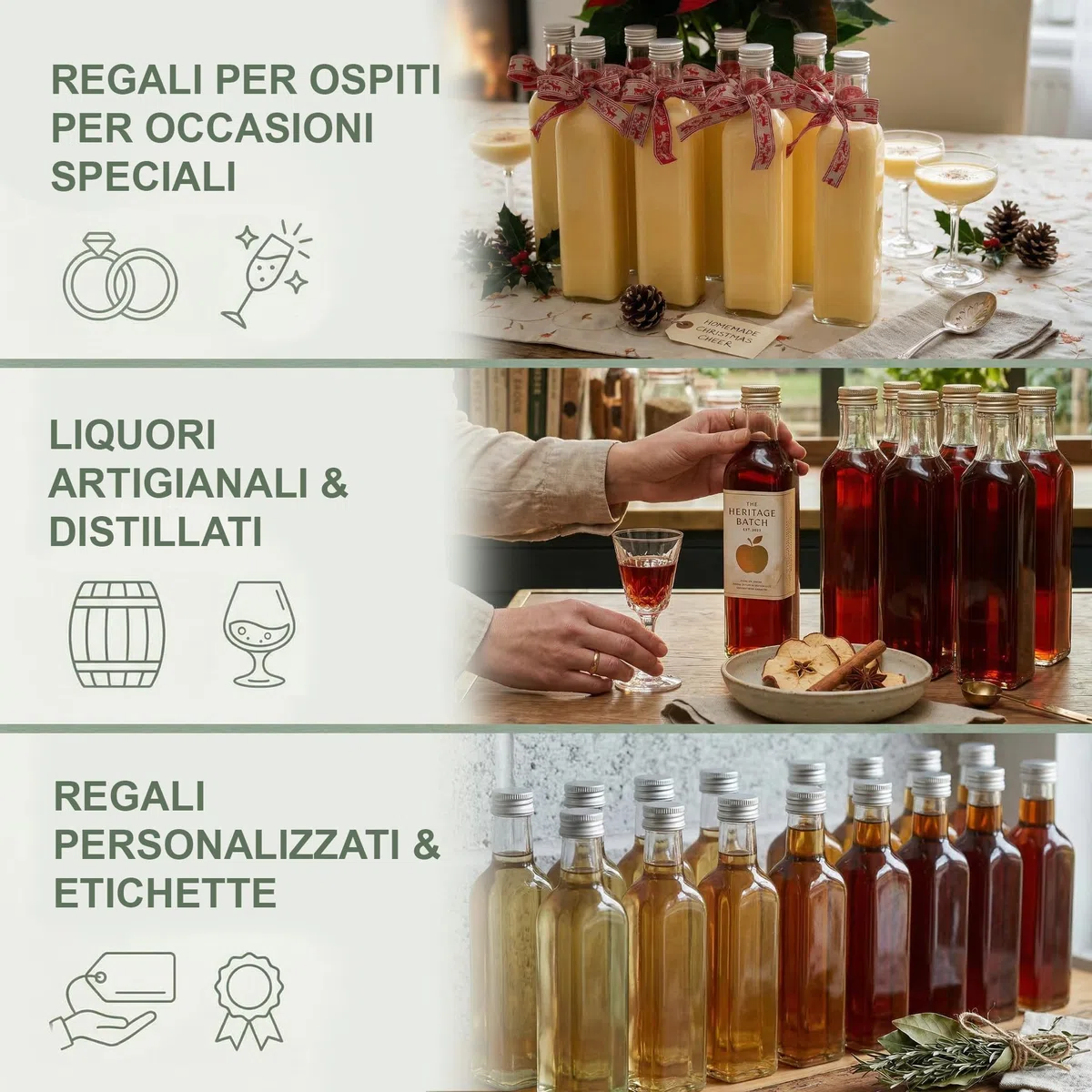 24 bottiglie vetro 250ml – bottigliette di vetro piccole 250 ml – bottiglia vetro 250 ml – per liquore sciroppi olio – tappo a vite – con etichette imbuto matita