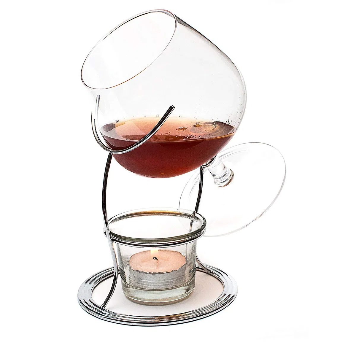 CKB Ltd Brandy & Cognac Snifter - Set regalo con portacandela e supporto in metallo Finitura cromata
