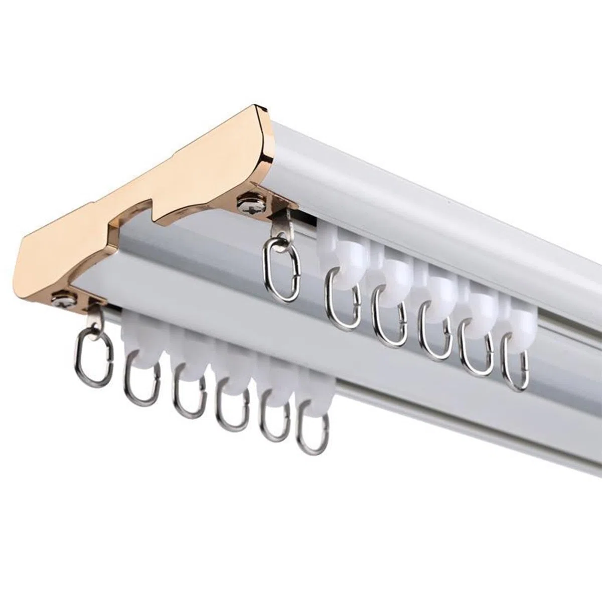 Binario Tende Soffitto a Doppia, Riloga per Tende Silenzioso Sistema di Binari Scorrevoli, Scorritenda in alluminio Divisore per Stanze Camera da Letto Soggiorno Ospedale(White,2.4m)