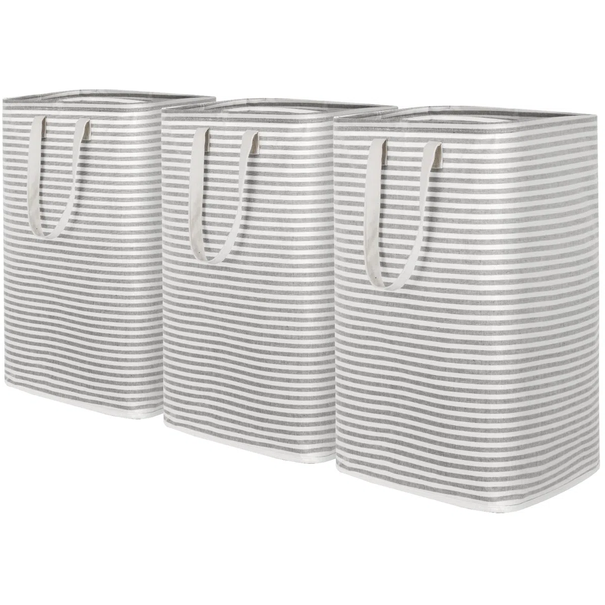 Lifewit Cesto Portabiancheria, Grande Cesta Portabiancheria Pieghevole con Manici Allungati, Portabiancheria Sporca, Laundry Basket per Vestiti, Asciugamani, Coperte, Grigio, 80 L, Set di 3
