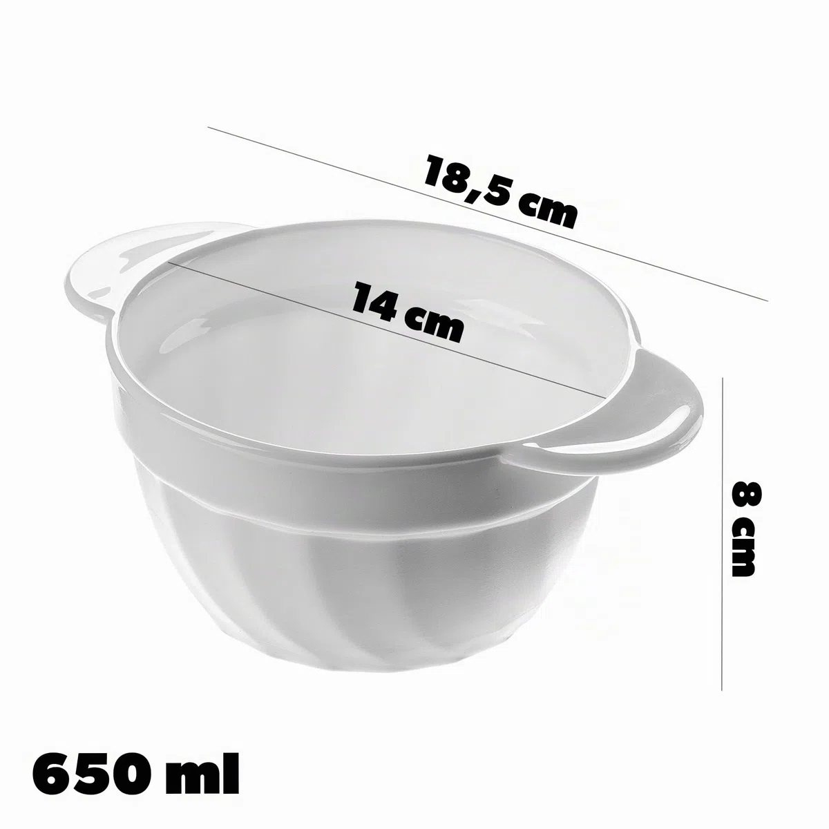 KADAX Tazze da zuppa, 650 ml, ciotole per minestra in vetro rinforzato, 18,5x14x8 cm, ciotole per minestra con doppio manico, terrina per zuppe, creme, brodi (650 ml / 6 pezzi)