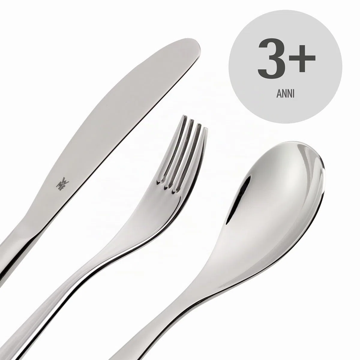 WMF Set posate bimbini Ape Maya in Acciaio Inox 18/10 Cromargan, set 4 pezzi con Coltello, Forchetta, Cucchiaio e Cucchiaino