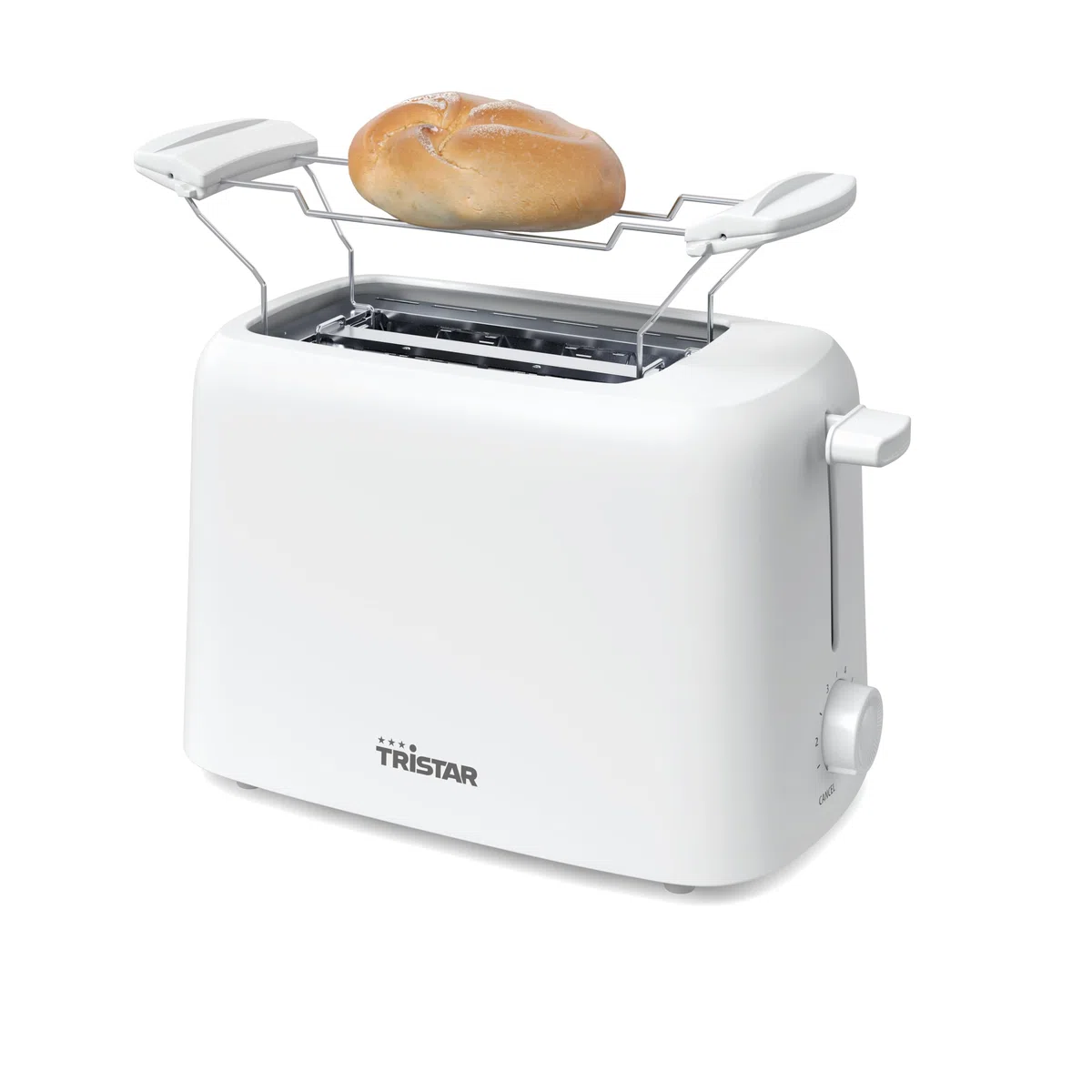 Tristar Tostapane, 2 Fessure, 650W, 6 Livelli di Doratura, Funzioni Scongelamento, Riscaldamento e Annullamento, Spegnimento Automatico, Vassoio Briciole, Scalda Panini, BR-1061