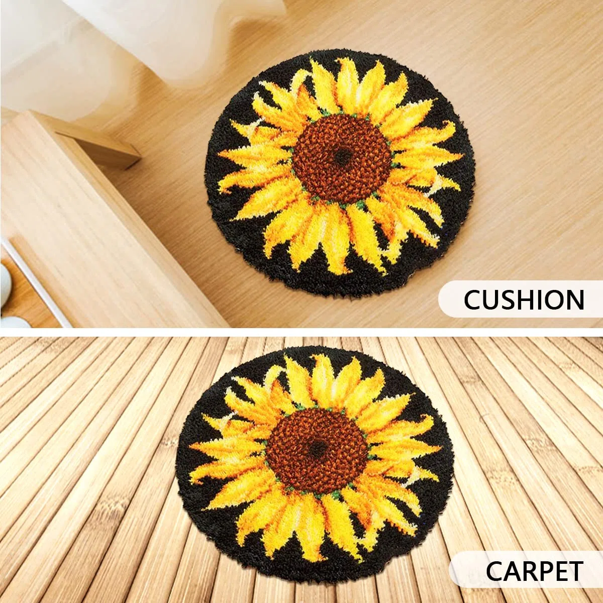 Mocoli Set tappeti da annodare, fai da te, punto croce, set con attrezzi (girasole, 50 cm)