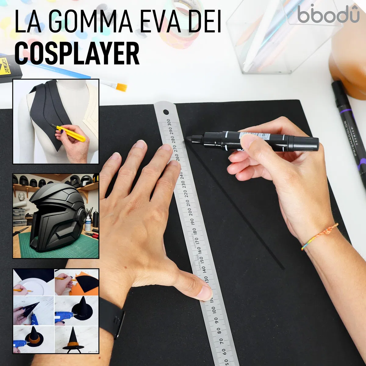 Rotolo di Gomma Eva Nera 10mm di Spessore | Dimensioni Fogli 99cm x 37cm, Densità 80 kg/m3 | Eva Foam Nero per Creazioni DIY, Foam Cosplay, Halloween | Adatto Bambini e Bambine