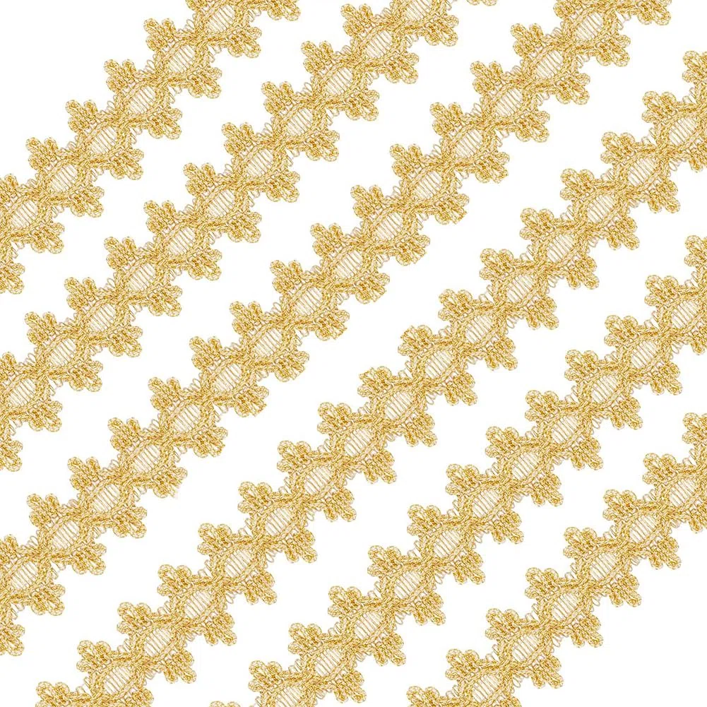 18.3M 34mm Nastro Intrecciato In Oro, Rifinitura In Pizzo di Poliestere, Rifinitura Floreale, Rifinitura In Tessuto Intrecciato Metallico per Tappezzeria, Rifiniture Alla Rinfusa per La Crea