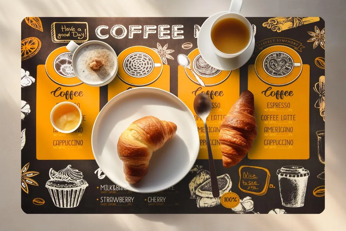Set Tovagliette Americane Lavabili Vintage in Plastica 44x28 cm, 10 Tovagliette Colazione Americana Fantasia in PVC (Set da 10)