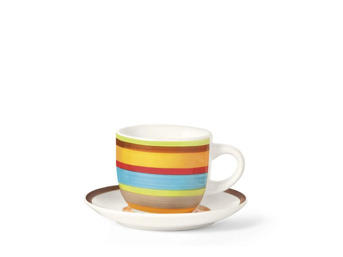 Home 100 Righe Set 6 Tazze Caffè, con Piattino, Stoneware, cc95