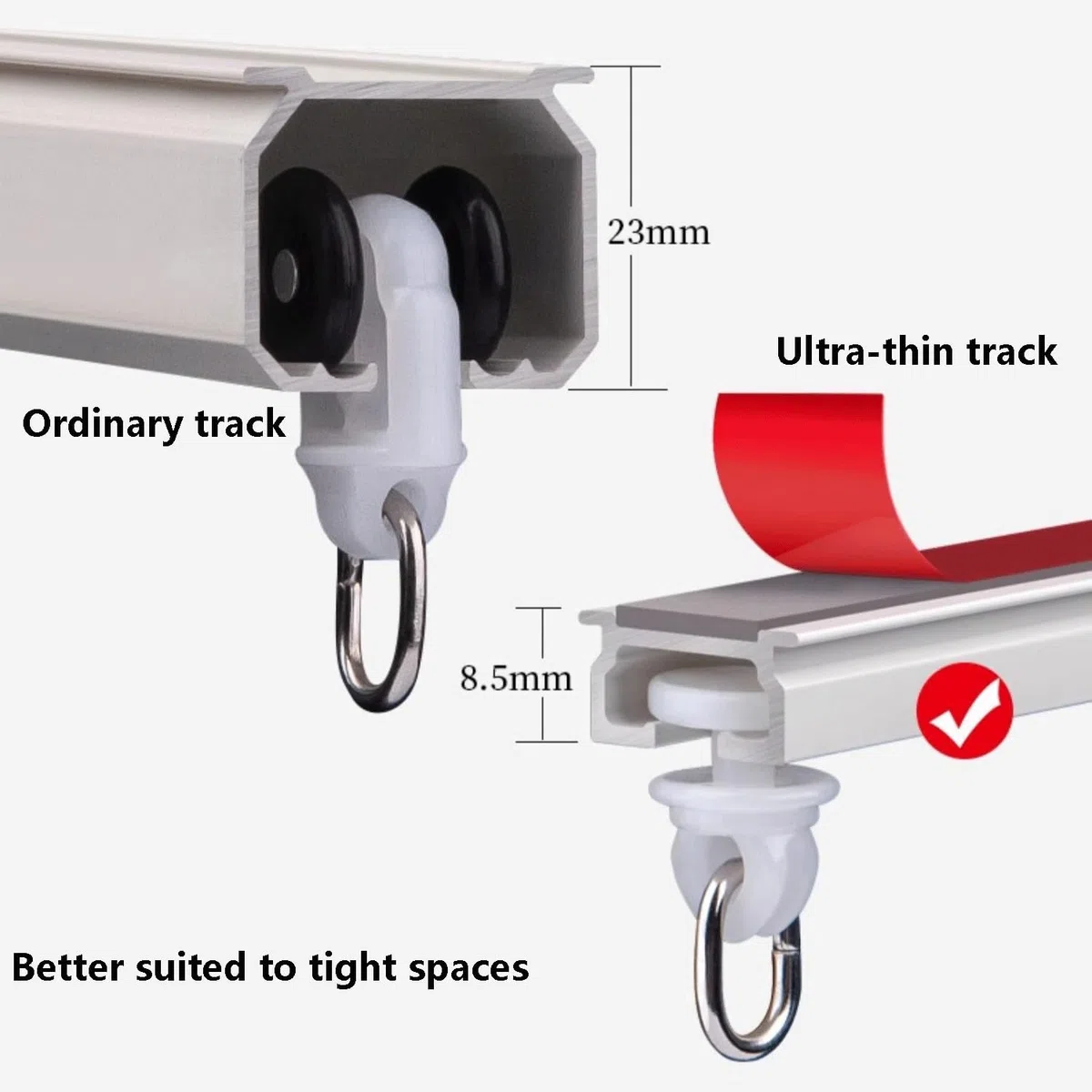 Binario for tende adesivo da 1 a 5 metri Binario for tende facile da installare Binario for Tende A Soffitto In Alluminio for Finestre, Doccia Camper,Balcone,Ufficio.(1.6m(5.2ft))