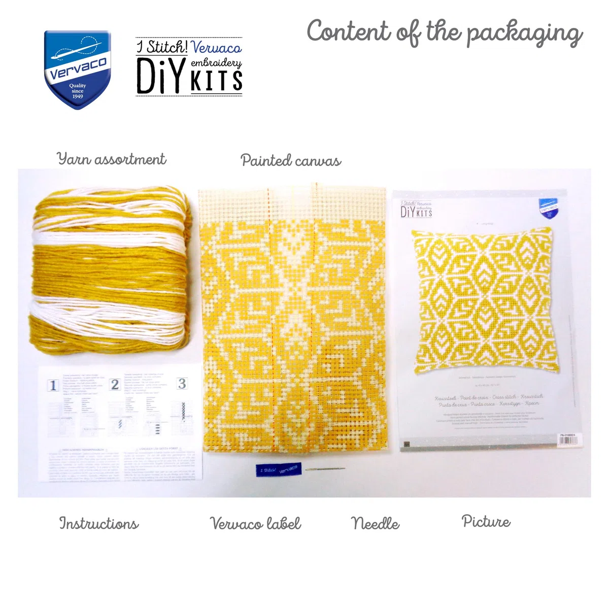VERVACO Kit Cuscino Punto Croce Disegno Geometrico Set Ricamo Principianti Cuscini Gobelin Decorativi ca. 40 x 40 cm Accessori per Lavoretti Creativi DIY Casa Decor Hobby Adulti Cross Stitch