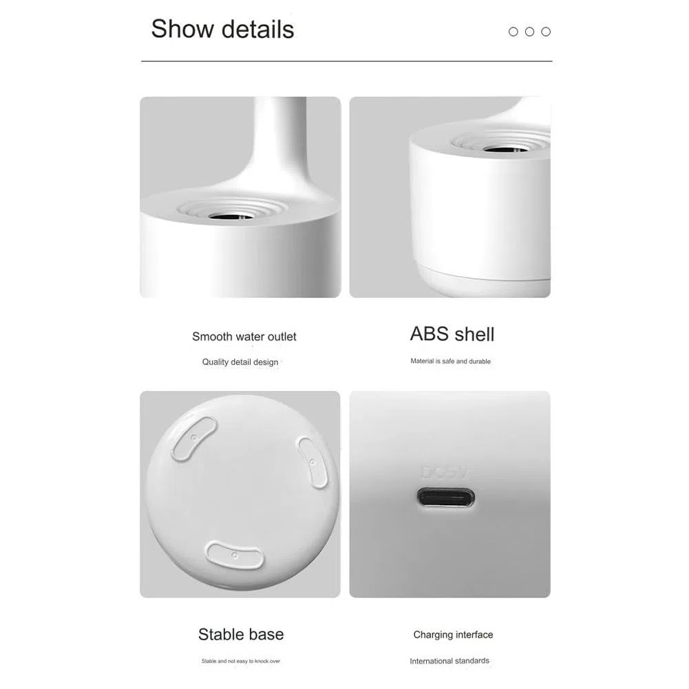 Umidificatore antigravità da 800 ml con diffusore di oli essenziali, ricaricabile tramite USB, per camera da letto, ufficio, auto, verde