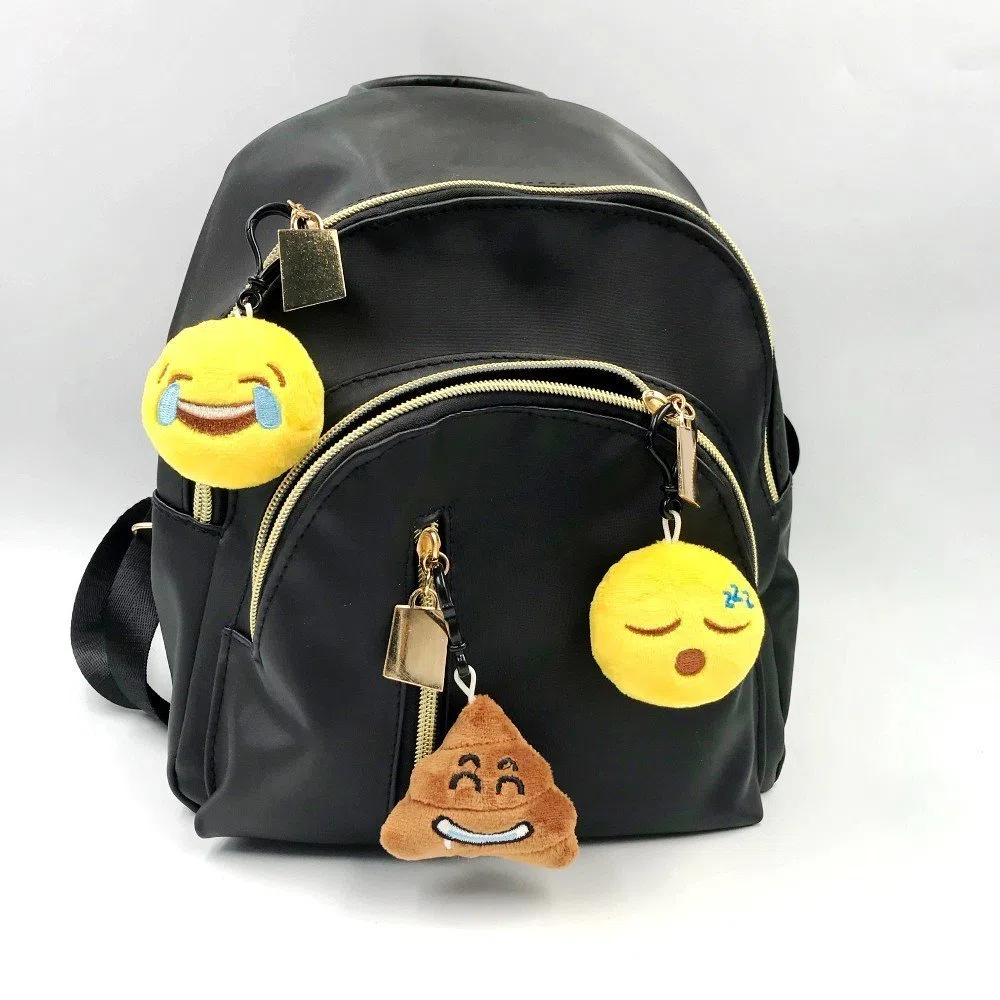 JZK 38 x Mini peluche emoticon portachiavi 5cm giallo piccolo faccina sorridente porta chiavi zaino per bambini adulti festa di compleanno bomboniere regalo ringraziamenti omaggi ricordino pensiero