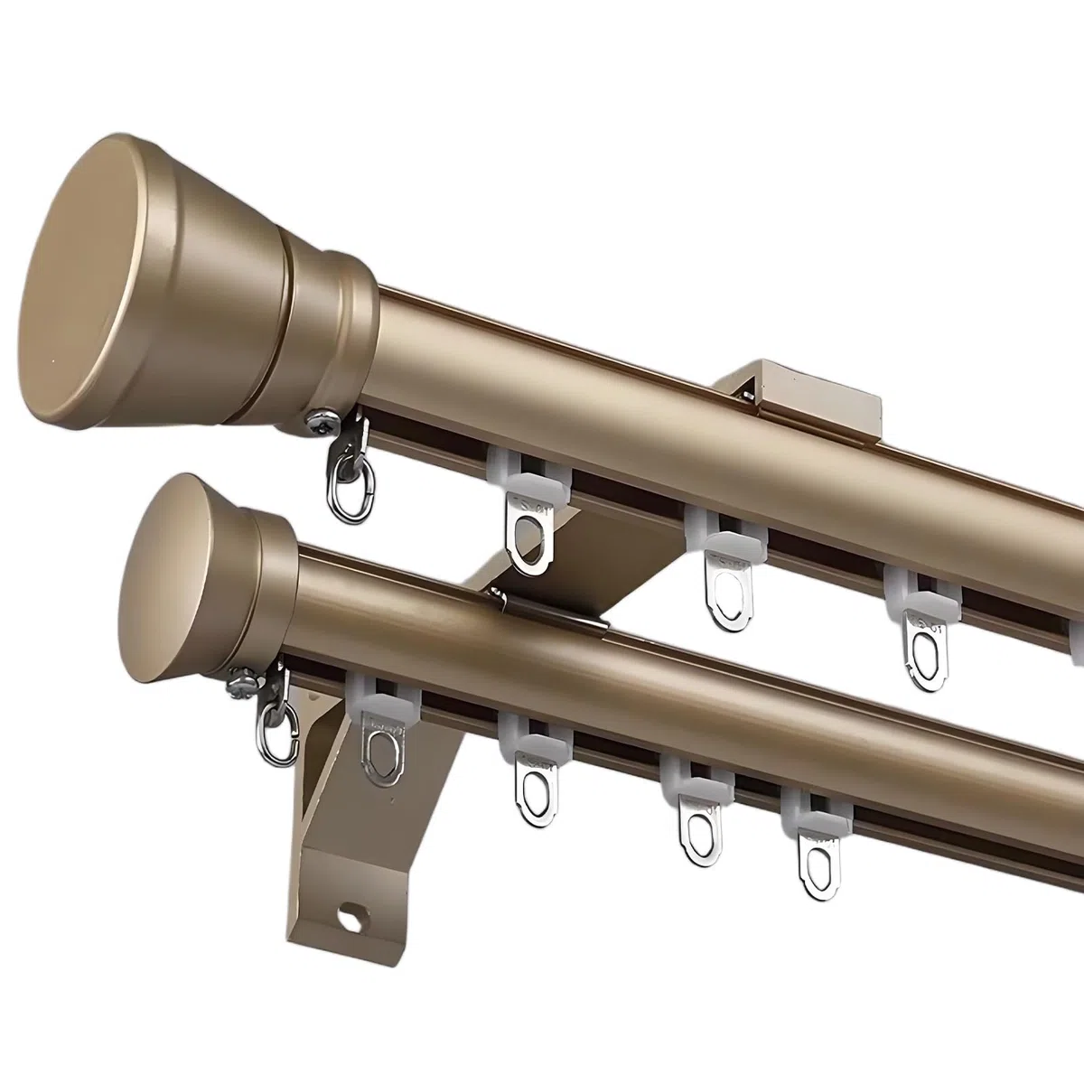 Bastone per Tende Doppio, Bastoni per Tende Finestre, Asta Nero Resistente per Camera da Letto/Bagno/Soggiorno, Alluminio, Oscurante, 100 cm - 400 cm(il Colore Oro,150cm/4.9FT)