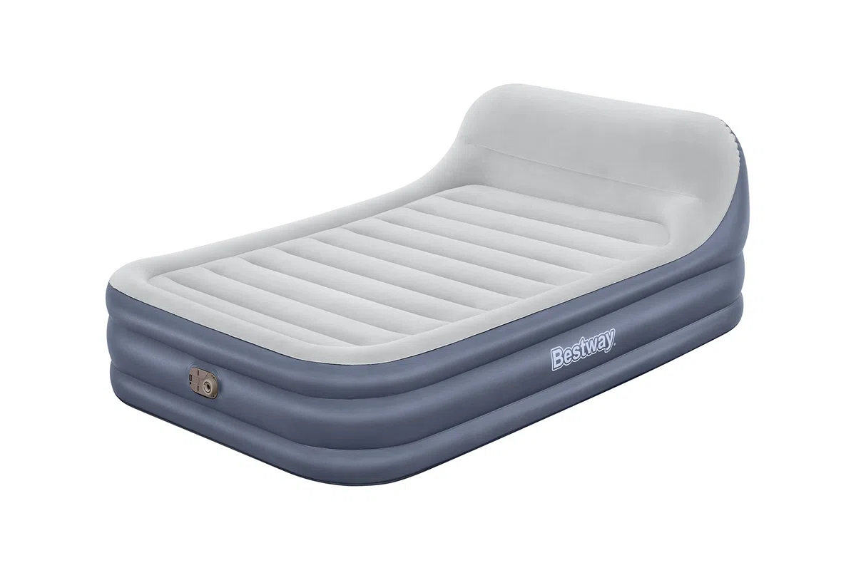 Bestway 89" x 60" x 33"/2.26m x 1.52m x 84 cm Tritech SleekFlow Headboard Air Mattress Queen Built-in AC Pump