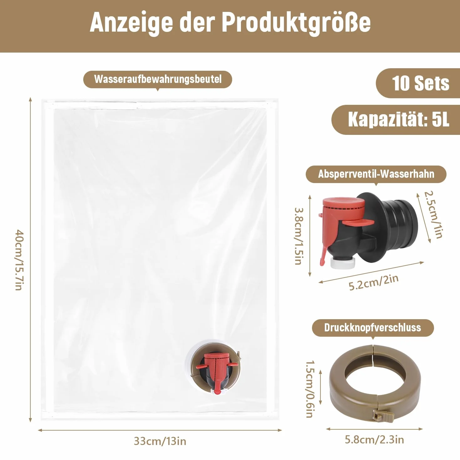 Sacchetti di bag-in-box Set di 10 Bag in Box Vuoto Riutilizzabili e Ricaricabili per Bevande Dispenser per Picnic Campeggio Escursionismo (5L)