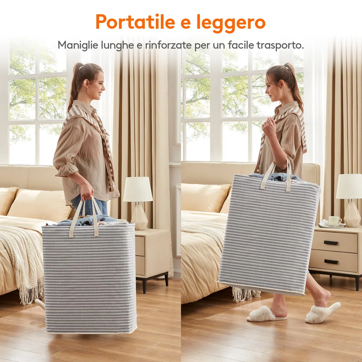 Lifewit Cesto Portabiancheria, Grande Cesta Portabiancheria Pieghevole con Manici Allungati, Portabiancheria Sporca, Laundry Basket per Vestiti, Asciugamani, Coperte, Grigio, 125 L