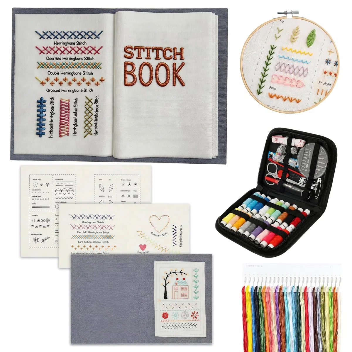 MinXin Embroidery Stitch Book, 2026 Nuovo Embroidery Kit, Kit Ricamo con 143 Modelli, DIY Libro Ricamo, Set di Ricamo per Adulti Principianti e Appassionati di Artigianato